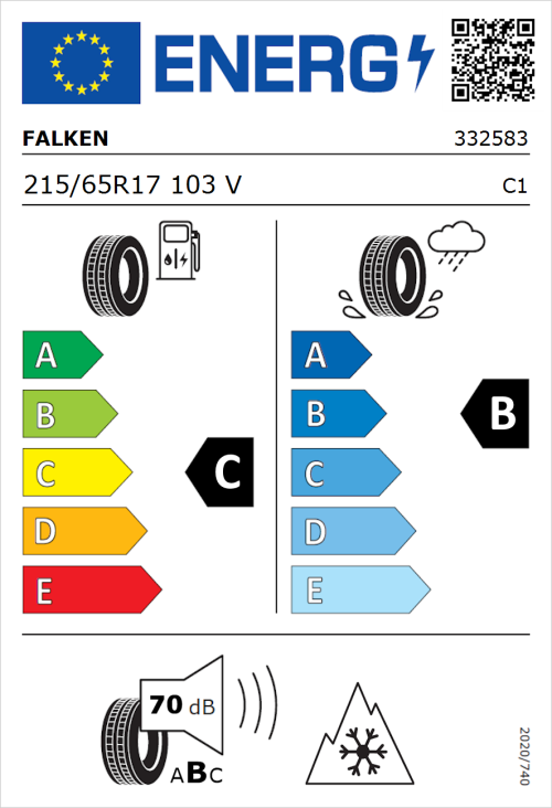 Tyre Label for Falken Euroall Season AS210 215/65R17 103V