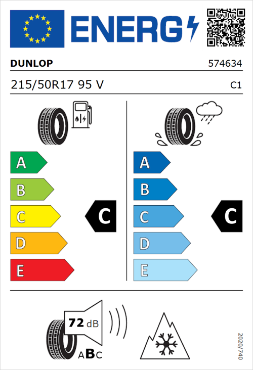 Tyre Label for Dunlop SP Winter Sport 5 215/50R17 95V